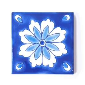 BLUE 1 | Decorative Handpainted Ceramic Tile 4"x4"(10x10cm)