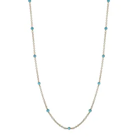 10K Gold Simple Beaded Chain with Turquoise