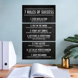 7 Rules Of Success Inspirational Typography Wall Art