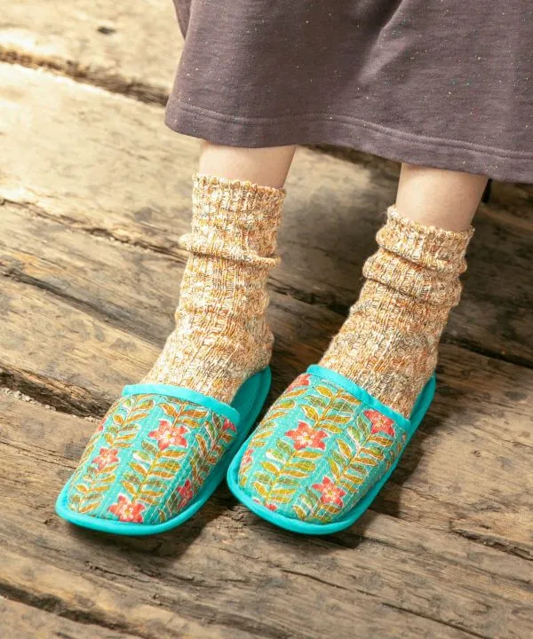 Block Print Style Travel Slippers