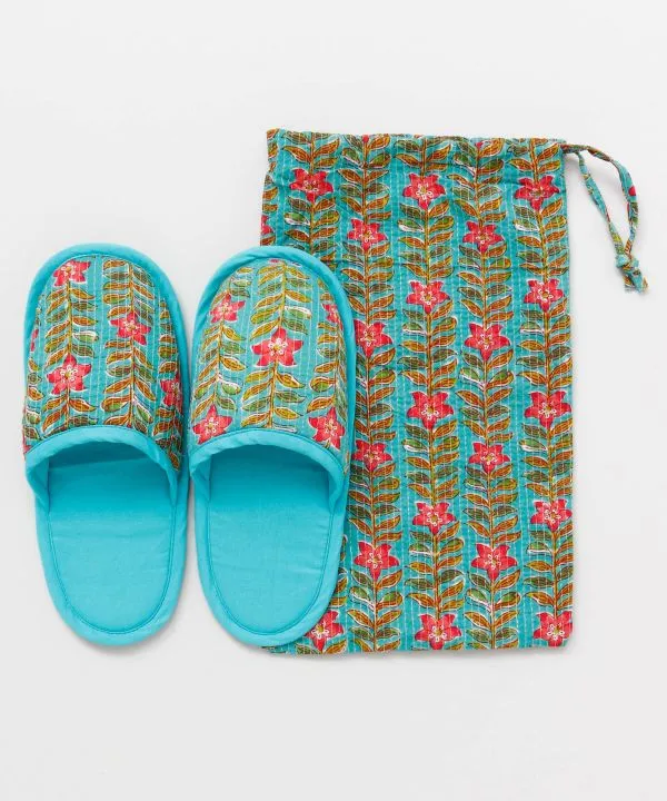 Block Print Style Travel Slippers