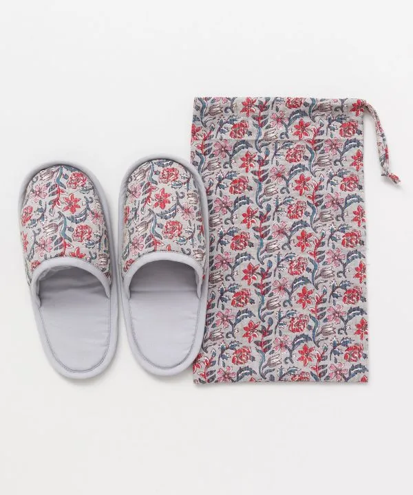 Block Print Style Travel Slippers