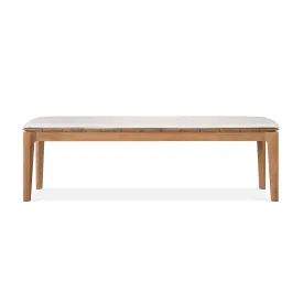 Bok Outdoor Fabric 3 Seater Bench (Teak, Off White)