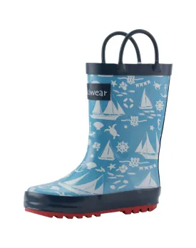 CHILDREN’S RUBBER RAIN BOOTS NAUTICAL SAILING