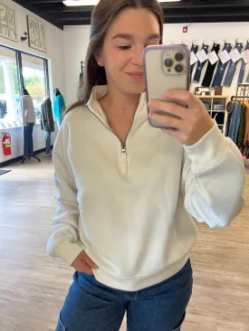 Half Zip Fleece in Off White