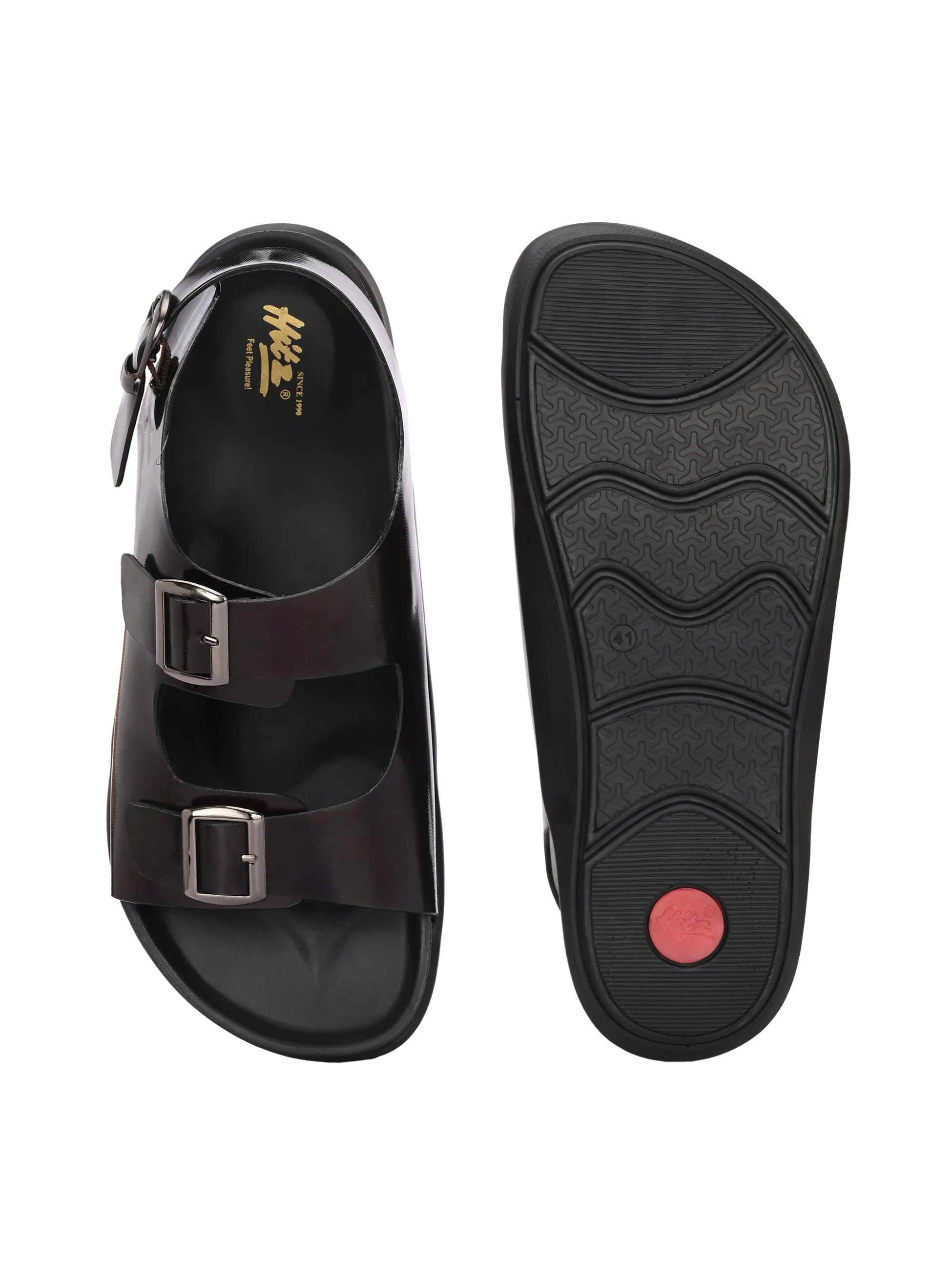 Hitz Men's Brown Leather Daily Wear Sandals