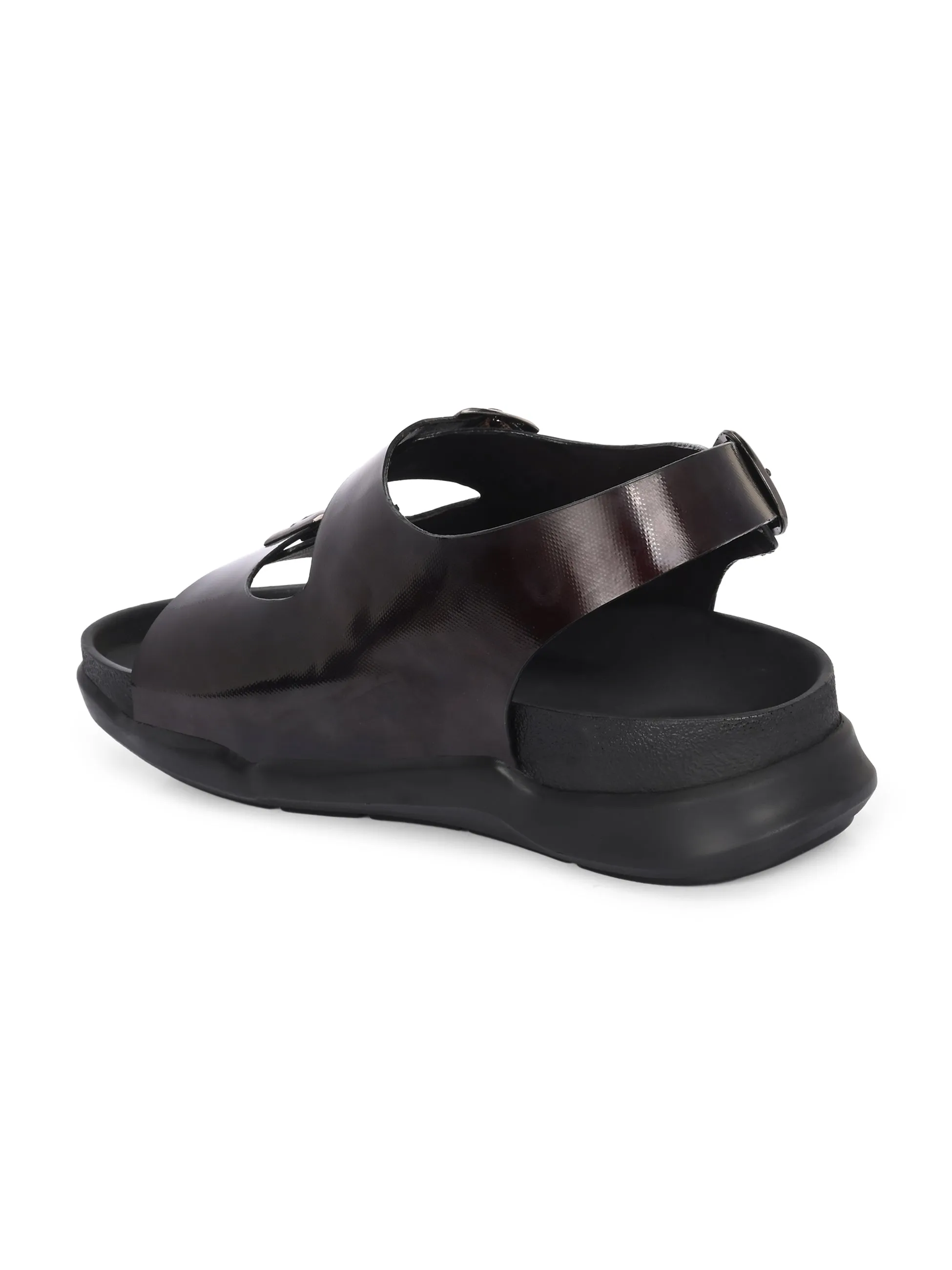 Hitz Men's Brown Leather Daily Wear Sandals