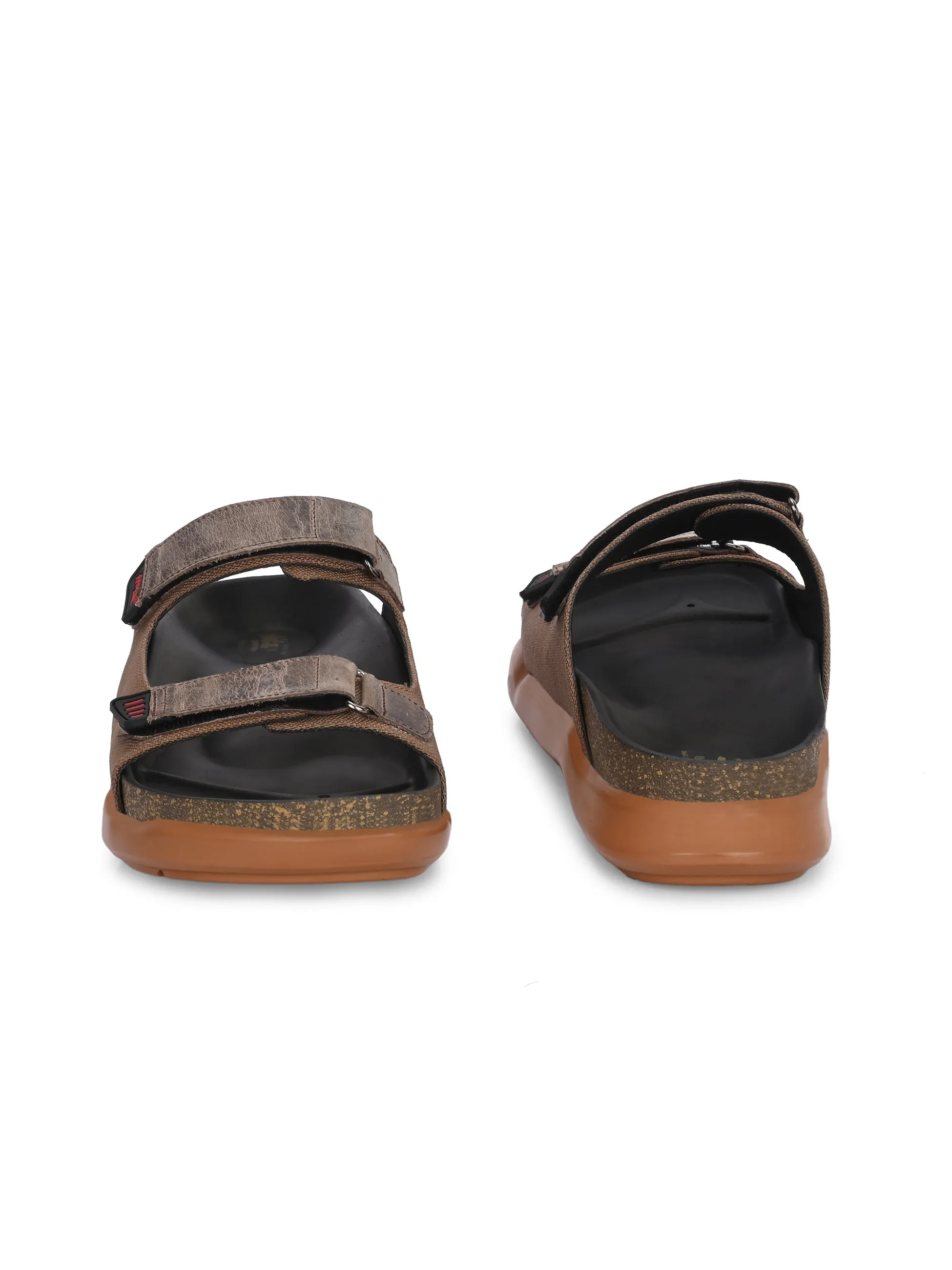 Hitz Men's Brown Leather Daily Wear Slipper