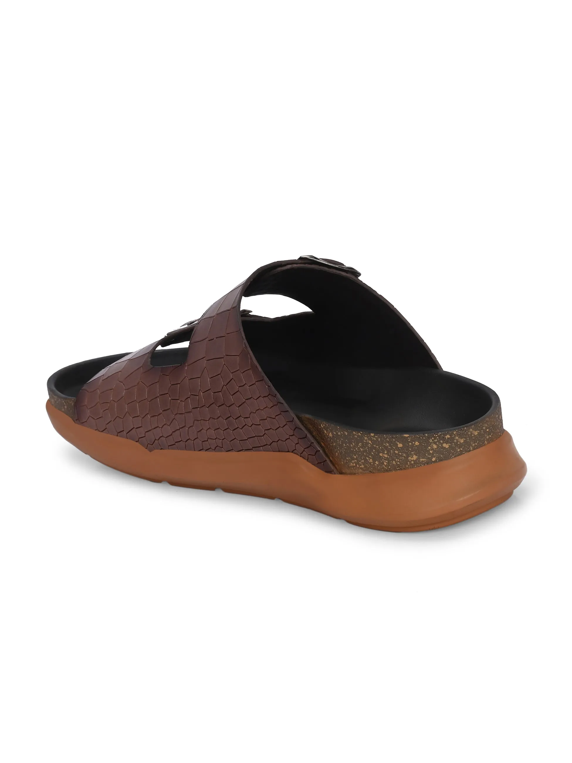 Hitz Men's Brown Leather Daily Wear Slipper