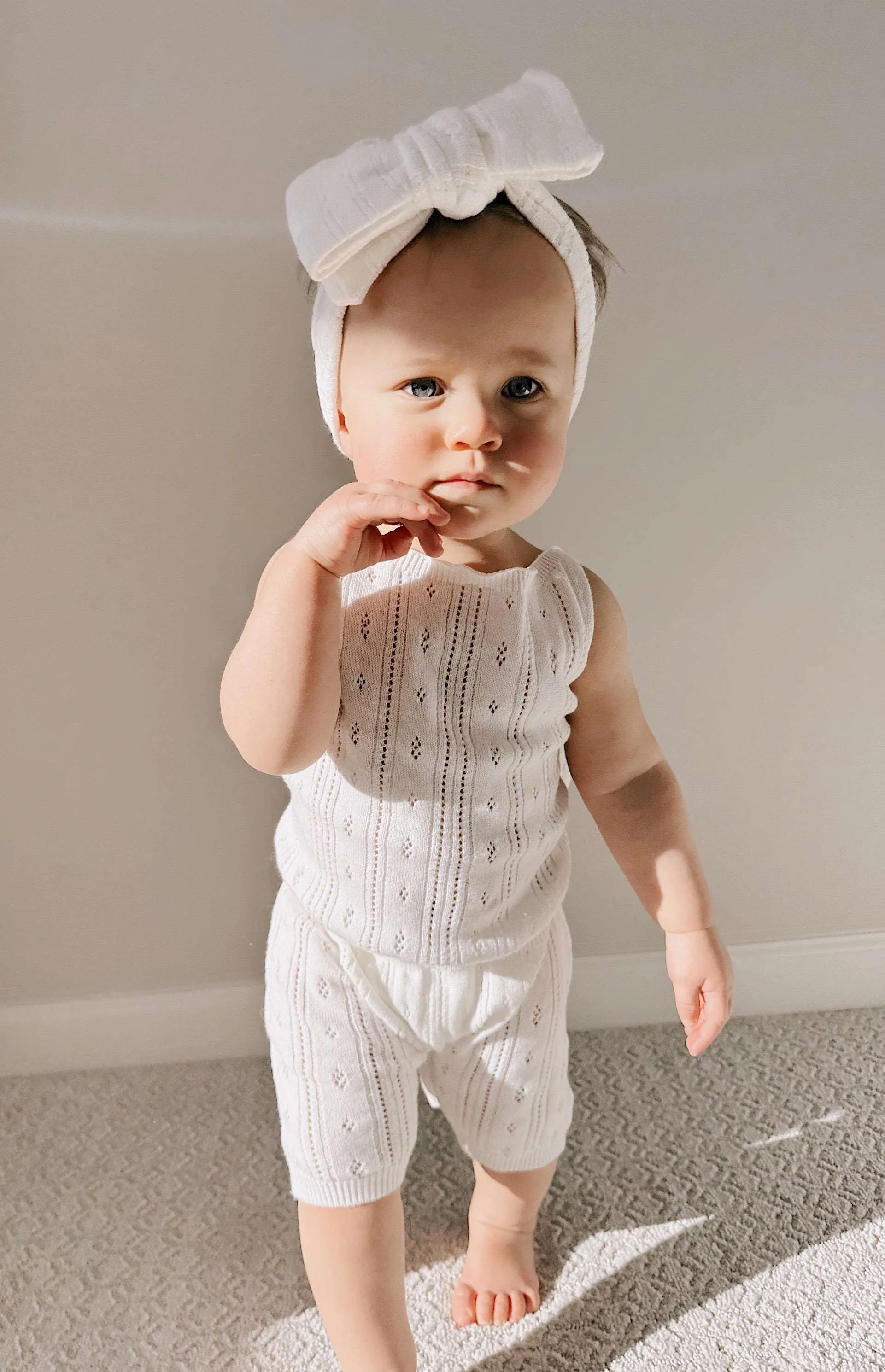 Luna   Luca Pointelle Romper | White