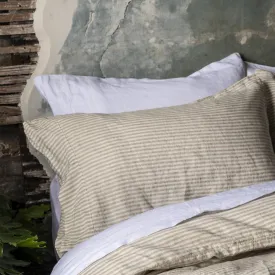 Oatmeal Stripe 100% Linen Pillowcases (Pair)