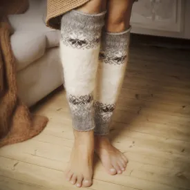 Women's Coffee & Cream Goat Wool Leg Warmers